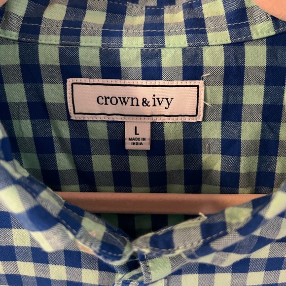 Crown and Ivy Blue and Green Checkered Men's Shirt - Picture 2 of 5